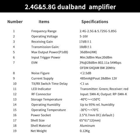 2.4GHz-2.5GHz Drone Signal Booster Extender Amplifier