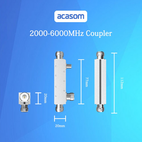 Wideband 7dB Directional Coupler From 2000MHz to 6000MHz Rated to 20 Watts N Connector Microstrip Line