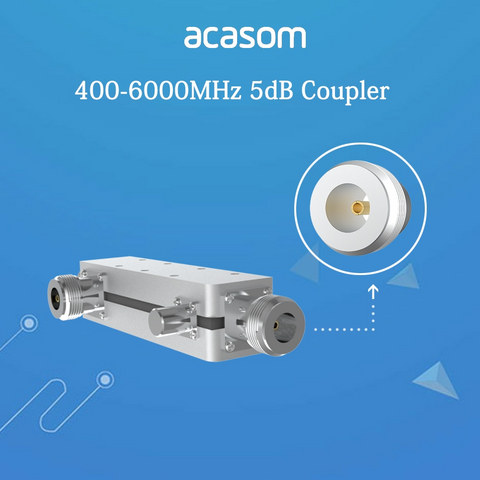 Wideband 5dB Directional Coupler From 400MHz to 6000MHz Rated to 20 Watts N Connector Microstrip Line