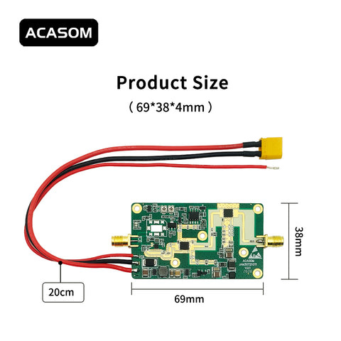 10W Broadband FPV VTX Amplifier Module with XT-30 & SMA | 40dBm GaN Booster for Drone Video & WiFi 5/6/7 | 38dB Gain, 24-28V, Integrated Heatsink Option