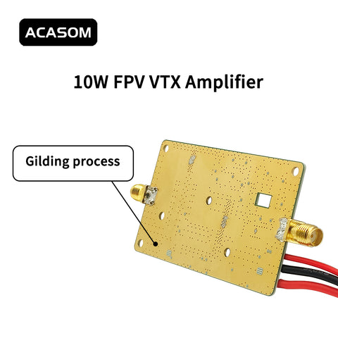 10W Broadband FPV VTX Amplifier Module with XT-30 & SMA | 40dBm GaN Booster for Drone Video & WiFi 5/6/7 | 38dB Gain, 24-28V, Integrated Heatsink Option