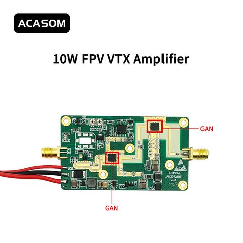 10W Broadband FPV VTX Amplifier Module with XT-30 & SMA | 40dBm GaN Booster for Drone Video & WiFi 5/6/7 | 38dB Gain, 24-28V, Integrated Heatsink Option