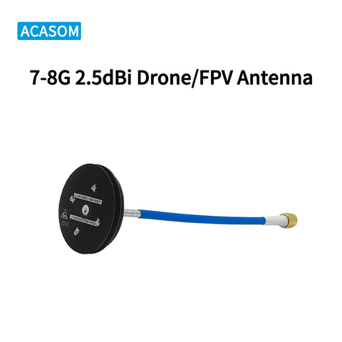 7-8GHz 2.5dBi RHCP Omnidirectional FPV Antenna | Ultra-Wideband Pagoda Antenna for 7-8GHz Drone Video & WiFi 6E/7 Systems | 360° Coverage, 125° Elevation, SMA-Male