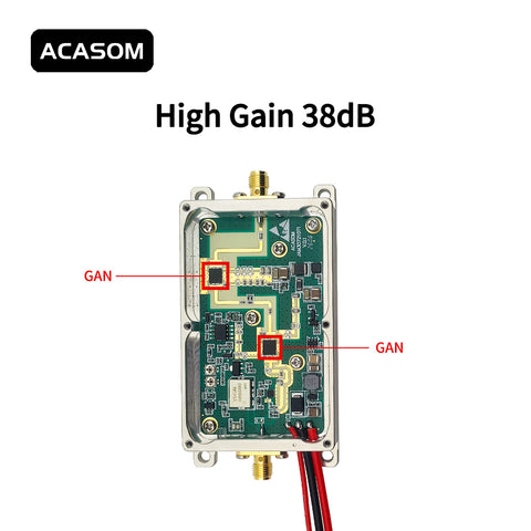 5-6GHz 10W Broadband High-Power RF Amplifier Module | 40dBm Booster for FPV Video, WiFi 5/6 & Communication Systems | GaN Efficiency 45%, 38dB Gain, 24-28V