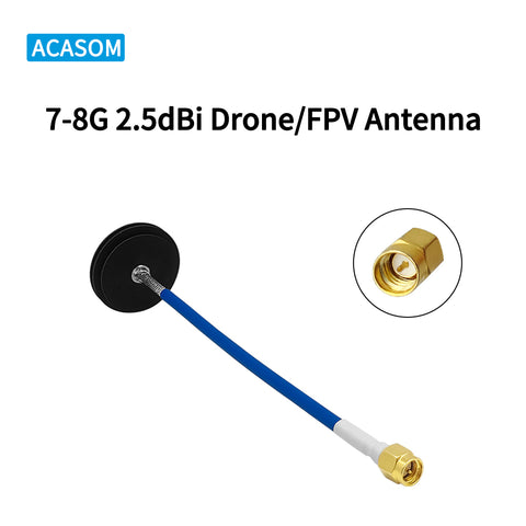 7-8GHz 2.5dBi RHCP Omnidirectional FPV Antenna | Ultra-Wideband Pagoda Antenna for 7-8GHz Drone Video & WiFi 6E/7 Systems | 360° Coverage, 125° Elevation, SMA-Male