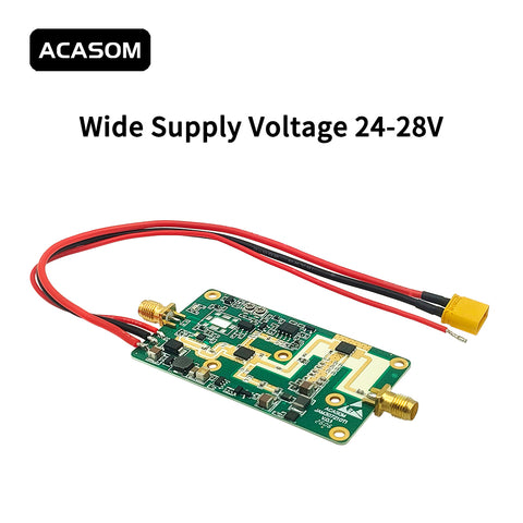 5W Broadband FPV VTX Amplifier Module with XT-30 & SMA | 37dBm GaN Booster for Drone Video & WiFi 5/6/7 | 35dB Gain, 22-28V, Integrated Heatsink Option