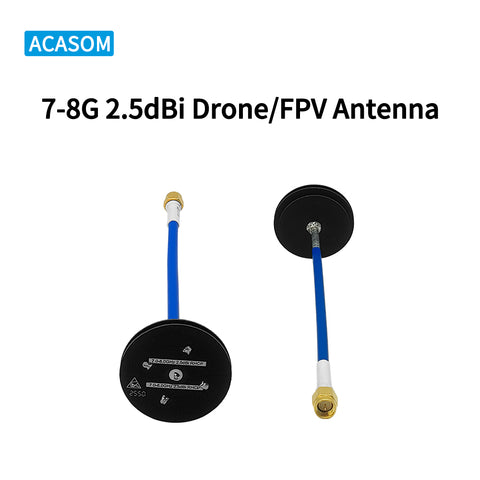 7-8GHz 2.5dBi RHCP Omnidirectional FPV Antenna | Ultra-Wideband Pagoda Antenna for 7-8GHz Drone Video & WiFi 6E/7 Systems | 360° Coverage, 125° Elevation, SMA-Male
