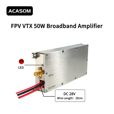 50W Broadband High-Power RF Amplifier Module | 47dBm GaN Booster for FPV, Drone Links & Communication Systems | 40dB Gain, 28V, Compact Design