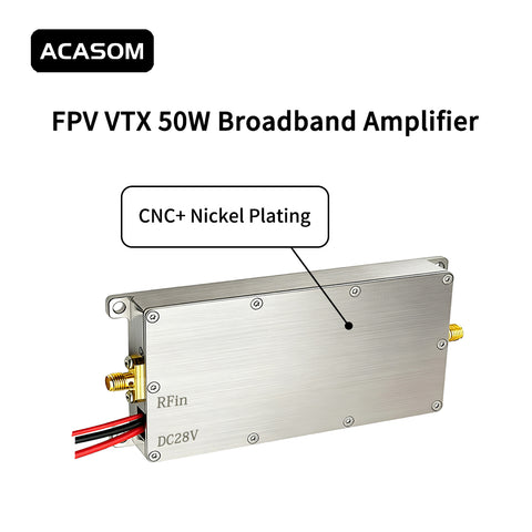 50W Broadband High-Power RF Amplifier Module | 47dBm GaN Booster for FPV, Drone Links & Communication Systems | 40dB Gain, 28V, Compact Design