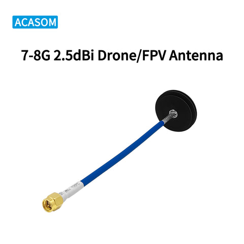7-8GHz 2.5dBi RHCP Omnidirectional FPV Antenna | Ultra-Wideband Pagoda Antenna for 7-8GHz Drone Video & WiFi 6E/7 Systems | 360° Coverage, 125° Elevation, SMA-Male