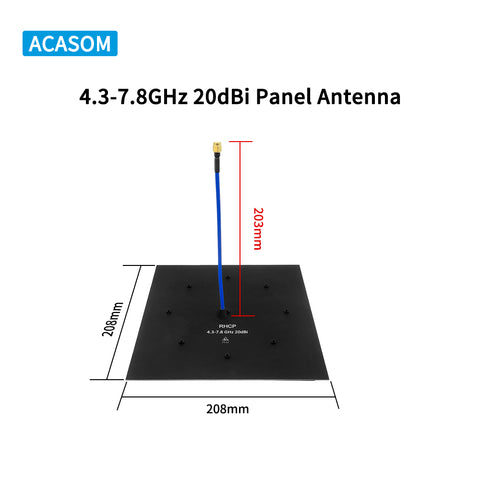 4.3-7.8GHz 20dBi RHCP High-Gain Antenna | Ultra-Wideband Circular Polarization for FPV Drone, Digital FPV Systems & Ground Stations | 90% Efficiency, SMA-Male
