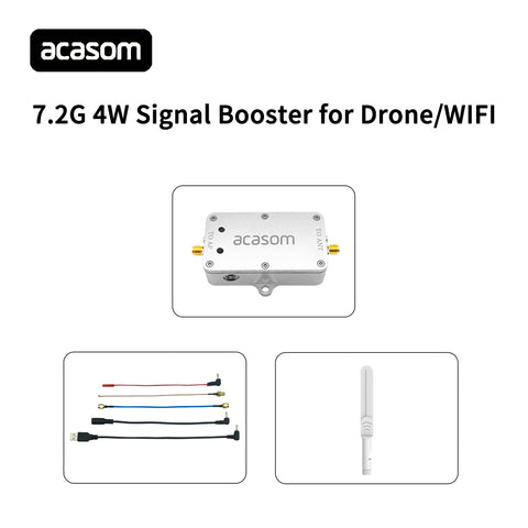 7.2GHz 4W FPV Drone Signal Extender | 36dBm Ultra-Broadband WiFi 6E/7 Booster for 6-7.2GHz Video & Control Links | 20dB TX Gain, 7-36V, Ultra-Low 2.5dB Noise