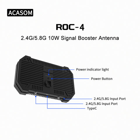 ROC-4 2.4G/5.8G 10W 8000mAh двухдиапазонный усилитель сигнала антенна расширитель диапазона пульт дистанционного управления 