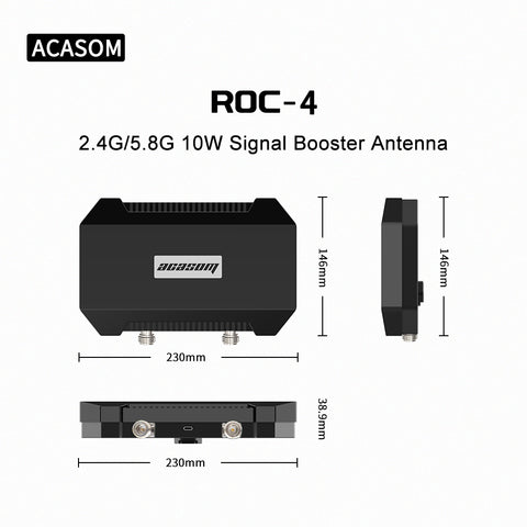 ROC-4 10W 2.4/5.2/5.8GHz Dual-Band Drone N-Type Signal Booster 8000mAh Antenna Remote